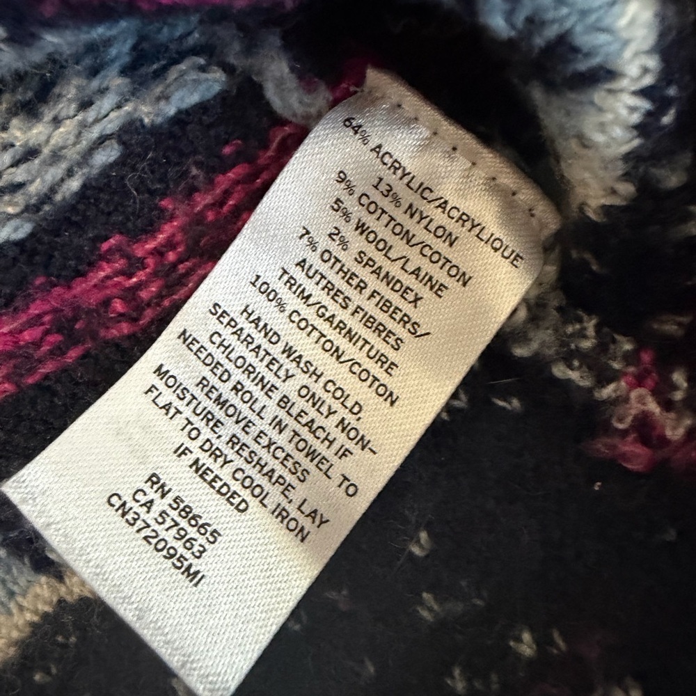 Caslon Anthropologie Women’s Small Navy Blue Multicolored Fair Isle Sweater - Picture 7 of 8